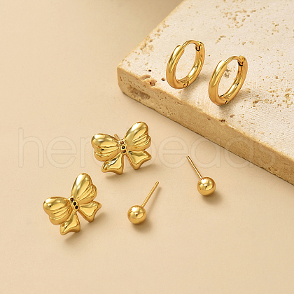 3 Pairs Sweet Bowknot Brass Earring Sets LE1434-1