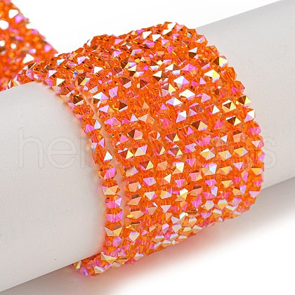 Electroplate Glass Beads Strands GLAA-Q105-02O-1
