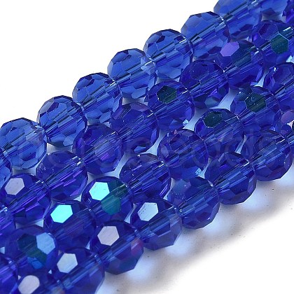 Electroplate Transparent Glass Beads Strands EGLA-A035-T6mm-L21-1