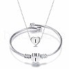 Heart with Letter Pattern 304 Stainless Steel Cuff Bangle & Pendant Necklace FS-WGA0158-09-1