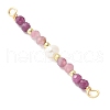 Faceted Round Natural Ruby & Pink Tourmaline & Potato Natural Cultured Freshwater Pearl Beaded Connector Charms PALLOY-JF03531-09-2
