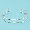 Rack Plating Brass Double Lines Cuff Bangles for Women BJEW-M304-01S-3