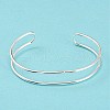 Rack Plating Brass Double Lines Cuff Bangles for Women BJEW-M304-01S-3