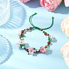 3Pcs 3 Colors Flower Natural Hemimorphite % Carnelian & Synthetic Citrine Beads Braided Bracelets for Women BJEW-TA00625-4