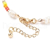 Shell Pearl & Glass Seed Beaded Bracelet with Brass Tiny Teardrop Charm for Women BJEW-TA00081-5