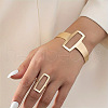 Hollow Out Rectangle Alloy Cuff Bangles & Cuff Rings Sets FS-WGBB0BE-02-2