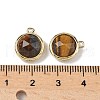 Brass Pave Natural Tiger Eye Faceted Flat Round Charms G-U028-03G-02-3