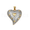 Brass Micro Pave Clear Cubic Zirconia Pendants KK-S528-20G-A-1