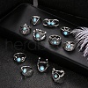 11Pcs 11 Style Synthetic Turquoise Finger Rings Set AJEW-PW0005-04AS-3