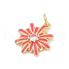 Brass Pave Cubic Zirconia with Enamel Pendants KK-U062-38G-01-2