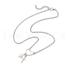 Stainless Steel & ABS Imitation Pearl Heart Cross Necklaces for Women NJEW-JN05201-01-4