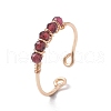 Copper Wire Wrapped Natural Garnet Open Ring RJEW-JR00630-04-1