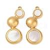 304 Stainless Steel Natural White Shell Pendants STAS-L288-10G-02-1