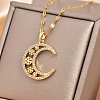 Moon Snowflake Brass Micro Pave Clear Cubic Zirconia Pendant Necklaces FS-WG13E36-01-4