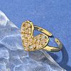 Brass Micro Pave Clear Cubic Zirconia Open Cuff Rings RJEW-G336-05G-3