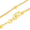 Brass Round Beaded Box Chain Necklaces for Women NJEW-G140-09G-3