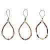 3Pcs 3 Colors Dyed Natural Banded Agate & Green Aventurine & Carnelian & Synthetic Quartz Crystal & Wood Round Beaded Phone Hand Strap Chains HJEW-JM03364-2