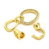 Brass Micro Pave Clear Cubic Zirconia Fold Over Clasps KK-U059-24G-2