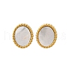 304 Stainless Steel Natural White Shell Stud Earrings EJEW-Z103-02G-02-3