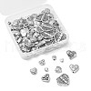 100Pcs 10 Styles Tibetan Style Carved Heart Zinc Alloy Beads TIBEB-CJ0001-18-8