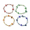 4Pcs 4 Style Natural Gemstone Chips & Lampwork Mushroom Beaded Stretch Bracelets BJEW-TA00442-1