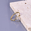 Teardrop 304 Stainless Steel with Clear Cubic Zirconia Finger Rings for Women FS-WG6614B-01-3