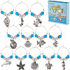 Beach Ocean Theme Alloy Wine Glass Charms AJEW-SC0002-41-1