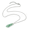 Natural Mixed Gemstone Faceted Bullet Shaped Pendant Necklaces NJEW-JN05026-02-5