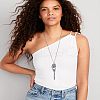 Bohemian Style Heart 201 Stainless Steel & Alloy & Glass Bead Tassel Pendant Necklaces for Women FS-WG72F44-03-1