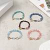 Glass Rectangle Link Bracelet with Natural & Synthetic Mixed Gemstone Chips Beaded Chains for Women BJEW-JB09231-6