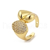 Brass Micro Pave Clear Cubic Zirconia Cuff Rings for Women RJEW-S622-07G-3