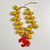 Red Crab Pendant Resin Teardrop Beaded Necklaces for Women FS-WG56857-01-2