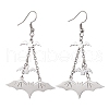 304 Stainless Steel Bat Pendants Dangle Earrings EJEW-TA00452-1