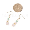 Round Natural Malaysia Jade & Rose Quartz Beaded Dangle Earrings EJEW-JE06471-4