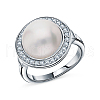 925 Sterling Silver Pearl with Cubic Zirconia Ring for Mother's Day ET1877-2-1