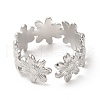 304 Stainless Steel Sunflower Open Cuff Ring for Women RJEW-E063-08P-3