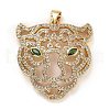 Brass Micro Pave Clear & Green Cubic Zirconia Pendants X-ZIRC-E165-12G-1