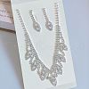 Leaf Brass Pave Clear Cubic Zirconia & Rhinestone Pendant Necklaces & Stud Earrings Sets FS-WG35E42-01-5