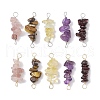 10Pcs 5 Styles Constellation Natural Garnet & Rose Quartz & Tiger Eye & Amethyst & Strawberry Quartz Copper Wire Wrapped Chip Beaded Connector Charms PALLOY-JF02905-11-1