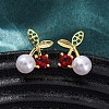 Cherry Brass Micro Pave Cubic Zirconia Stud Earrings EJEW-H158-08A-G-2