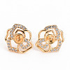 Brass Micro Pave Clear Cubic Zirconia Stud Earring Findings KK-S356-239-NF-1