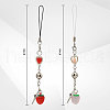 Globleland 2Pcs 2 Colors Strawberry Handmade Lampwork Mobile Straps HJEW-GL0001-13-2
