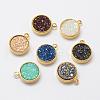 Electroplated Natural Druzy Agate Charms G-P321-05G-1