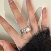 Mother's Day Jewellery Rhodium Plated 925 Sterling Silver Cuff Rings WG13BF8-03-1