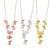 3Pcs Brass Flower Link Chain Necklace NJEW-TA00195-2