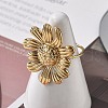 Flower 304 Stainless Steel Open Cuff Ring for Women RJEW-M049-04G-4