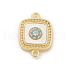 Brass Micro Pave Clear Cubic Zirconia Connector Charms KK-M303-04G-03-1