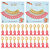 12Pcs Alloy Enamel Breast Cancer Awareness Ribbon Charm Locking Stitch Markers HJEW-PH01685-1