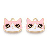 Light Gold Plated Alloy Kitten Pendants X-ENAM-T009-41B-2