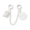 Brass Micro Pave Clear Cubic Zirconia Cable Chain European Beads KK-G531-07A-S-1